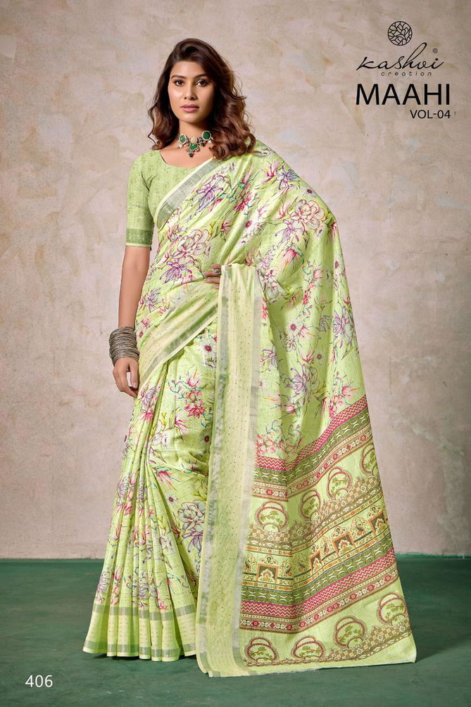 Maahi Vol 4 By Kashvi Linen Printed Saree Wholesalers In Delhi